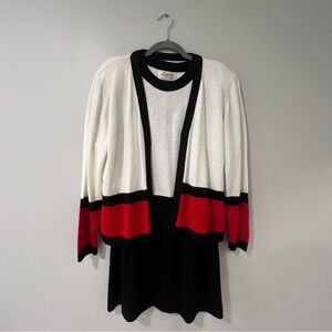 Vintage Laura by Alyzia 3 Pc Knit Colorblock Skirt Suit 16